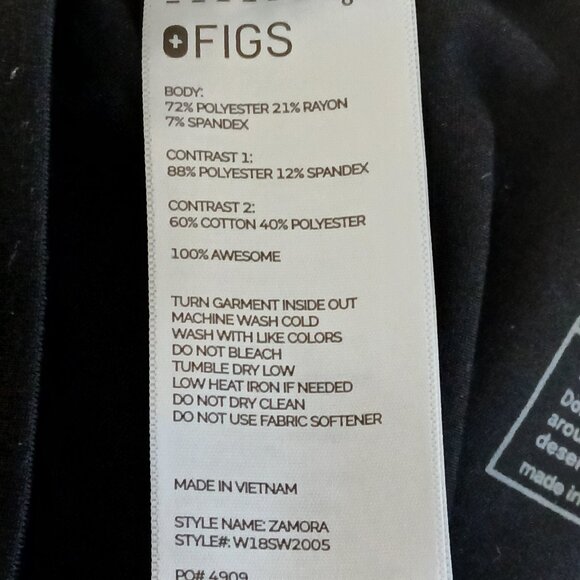 Figs High Waisted Zamora Jogger Scrub Pants Black Size Medium - Picture 9 of 9